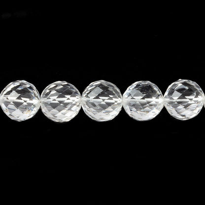 10mm Crystal Quartz Concave Faceted Round Beads 16 inch 43 pieces
