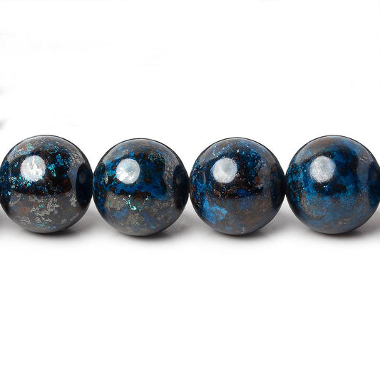 10mm Dark Chrysocolla Plain Rounds 16 inch 40 beads A