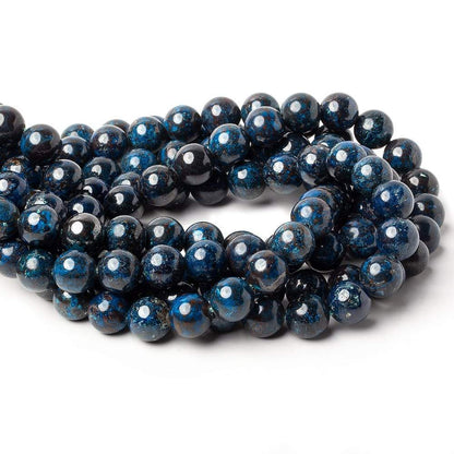 10mm Dark Chrysocolla Plain Rounds 16 inch 40 beads A