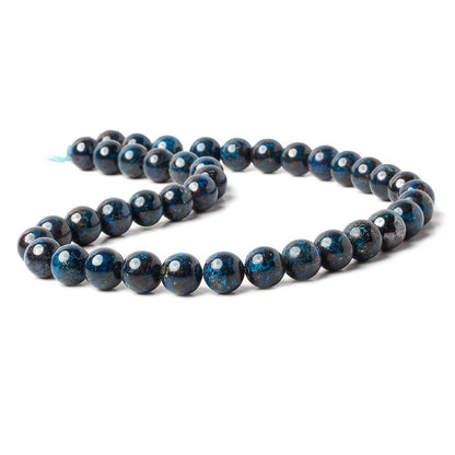 10mm Dark Chrysocolla Plain Rounds 16 inch 40 beads A