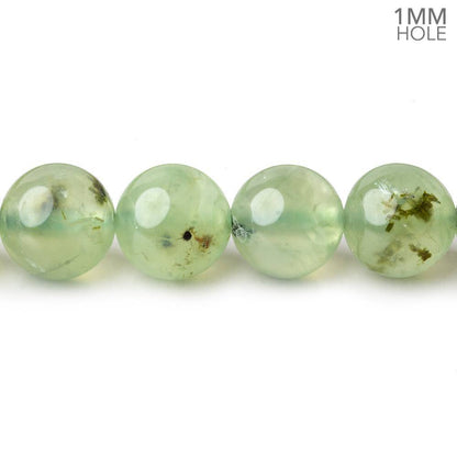 10mm Dendritic Prehnite plain round large hole beads 15.5 inch 41 pieces A