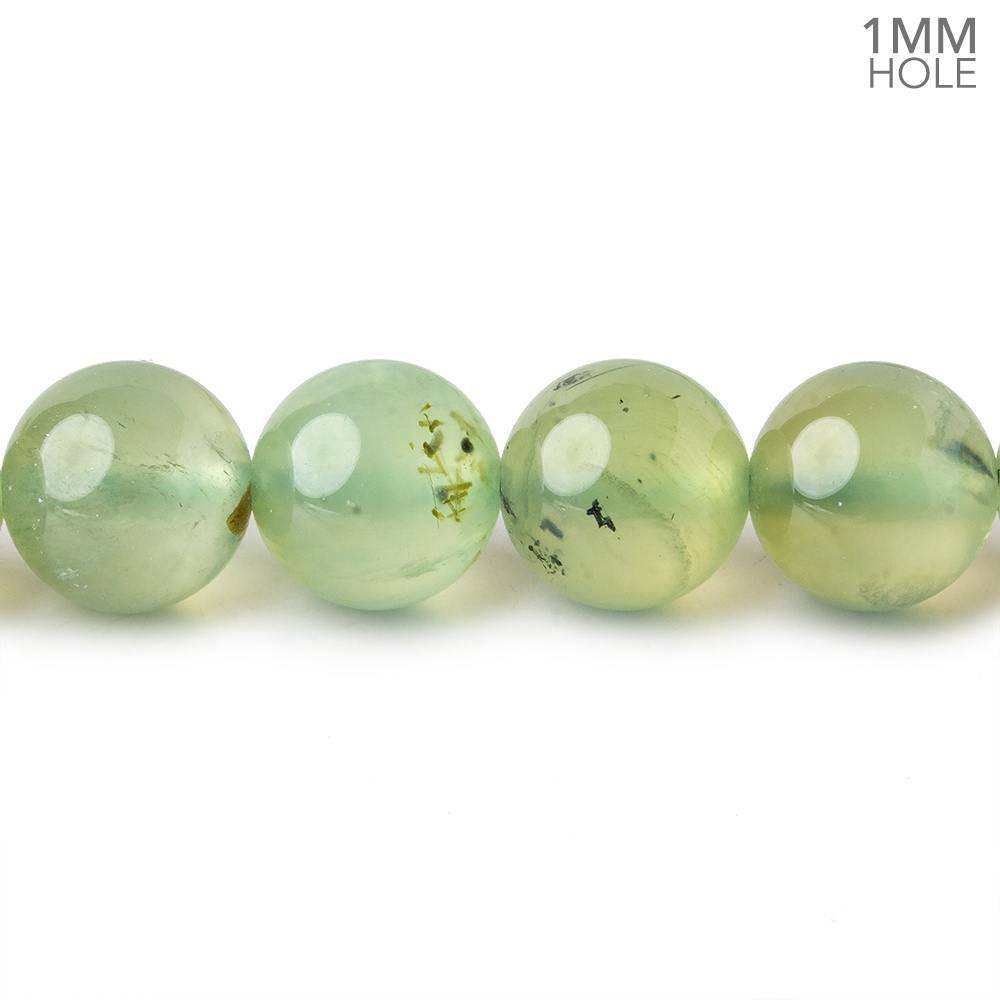 10mm Dendritic Prehnite plain round large hole beads 15.5 inch 41 pieces AA
