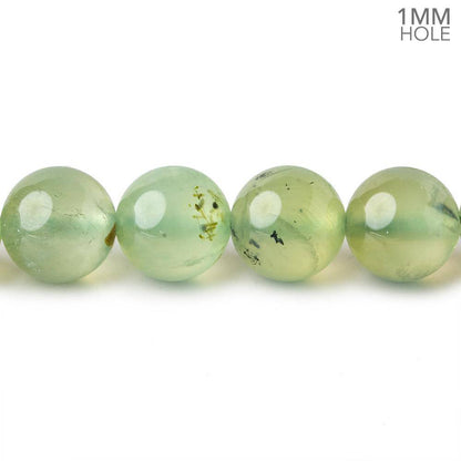 10mm Dendritic Prehnite plain round large hole beads 15.5 inch 41 pieces AA