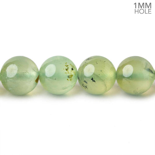 10mm Dendritic Prehnite plain round large hole beads 15.5 inch 41 pieces AA