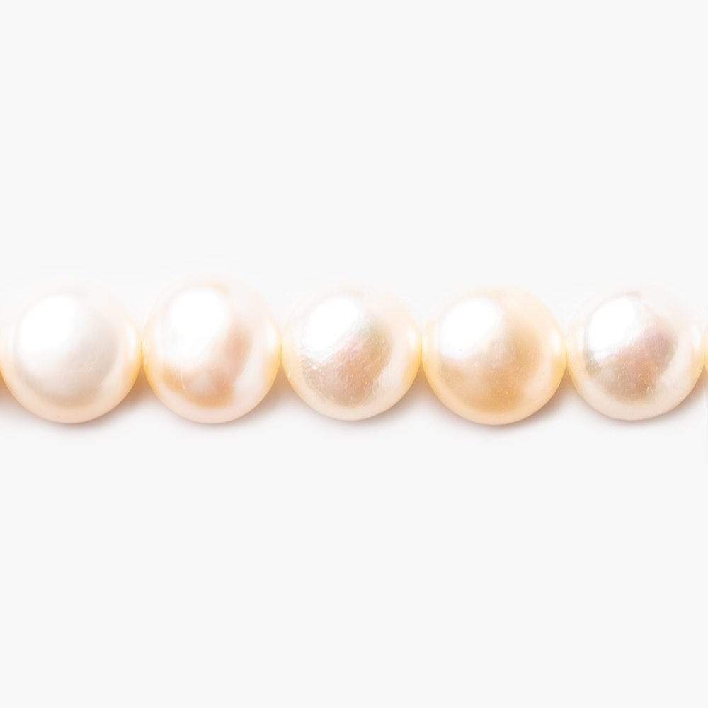 10mm Georgia Pale Peach Button Freshwater Pearls 15.5 inch 40 pieces