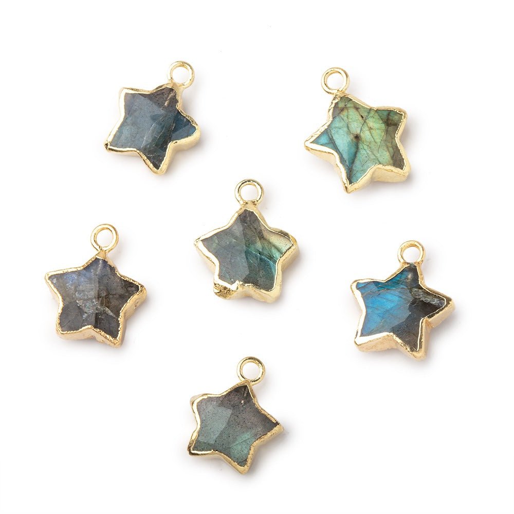 10-11mm Gold Leafed Labradorite Faceted Star Focal Pendant 1 piece