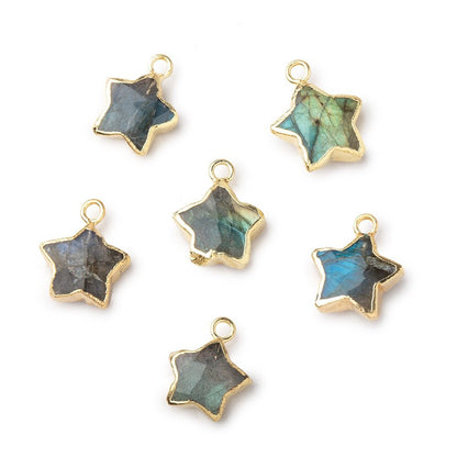 10-11mm Gold Leafed Labradorite Faceted Star Focal Pendant 1 piece