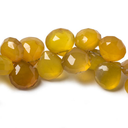 10mm Golden Yellow Chalcedony Faceted Heart Beads 8 inch 48 pieces