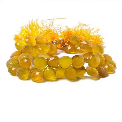 10mm Golden Yellow Chalcedony Faceted Heart Beads 8 inch 48 pieces