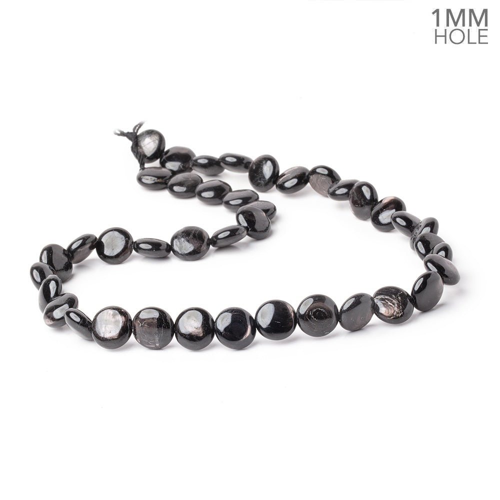 10mm Hypersthene Plain Coin Beads 15.5 inch 40 pieces 1mm Drill Hole