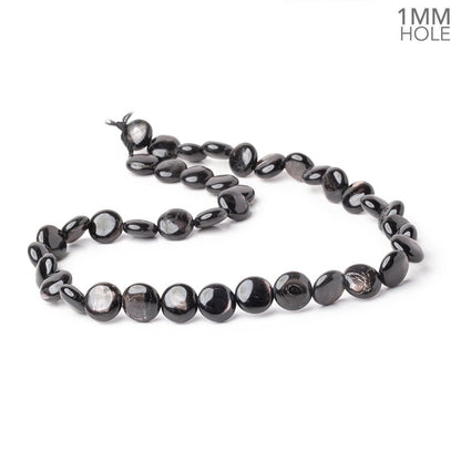 10mm Hypersthene Plain Coin Beads 15.5 inch 40 pieces 1mm Drill Hole