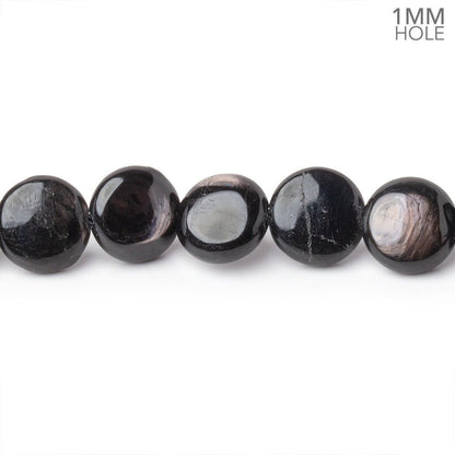 10mm Hypersthene Plain Coin Beads 15.5 inch 40 pieces 1mm Drill Hole