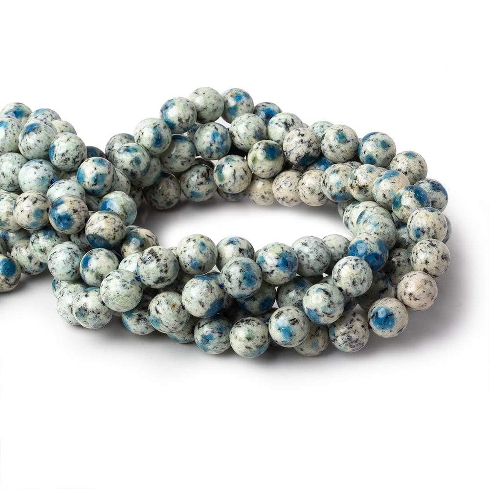 10mm K2 Azurite Granite "K2 Jasper" plain rounds 15 inch 40 beads