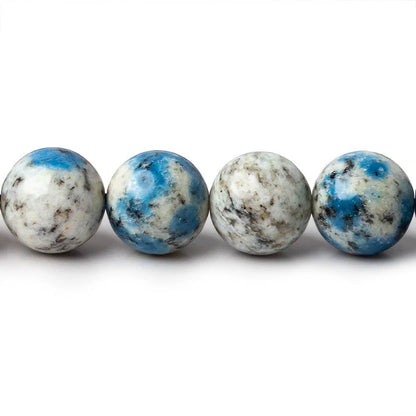 10mm K2 Azurite Granite "K2 Jasper" plain rounds 15 inch 40 beads