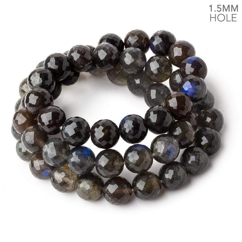 10mm Labradorite faceted rounds 20 inch 54 large hole beads  A