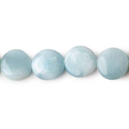 10mm Larimar plain coin beads 8 inch 19 pieces AA Grade
