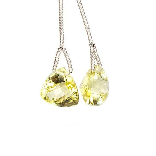 10mm Lemon Quartz Faceted Trillion Set of 2 beads