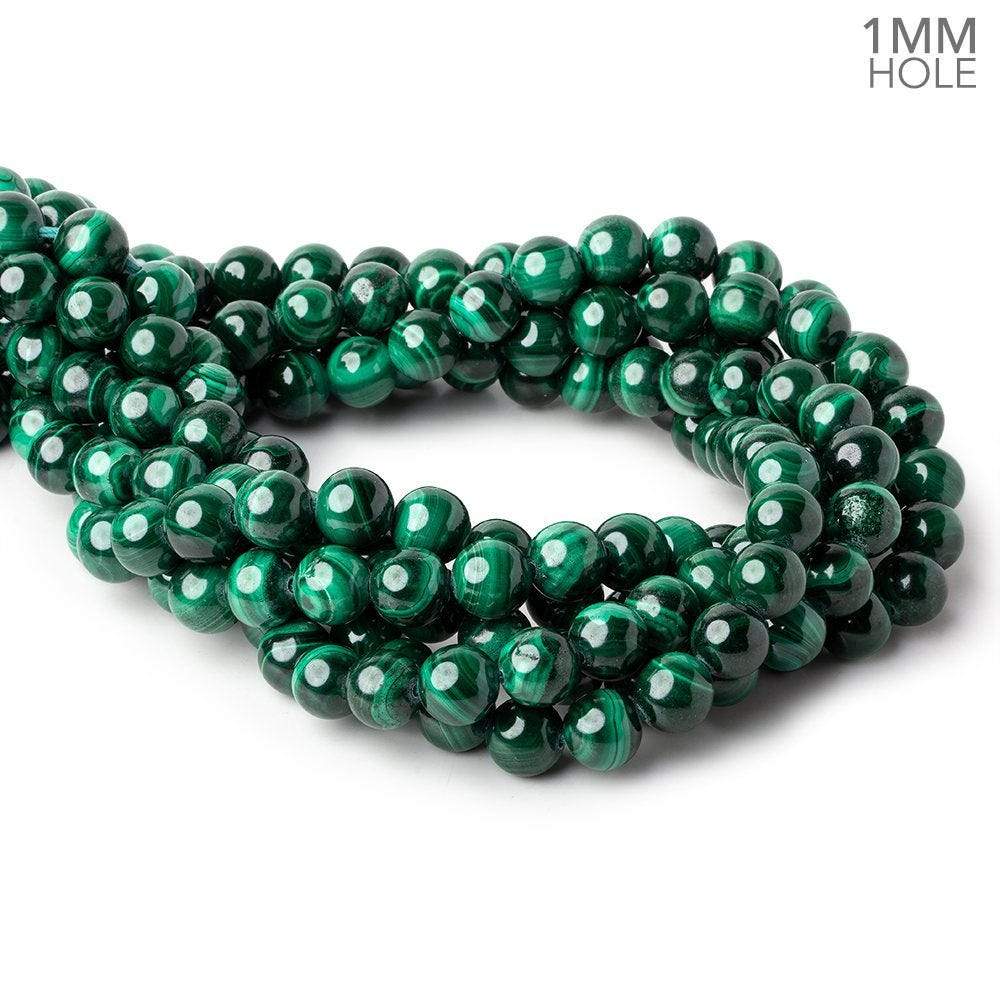 10mm Malachite plain round large hole beads 16 inch 41 pieces A