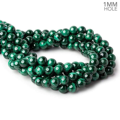 10mm Malachite plain round large hole beads 16 inch 41 pieces A