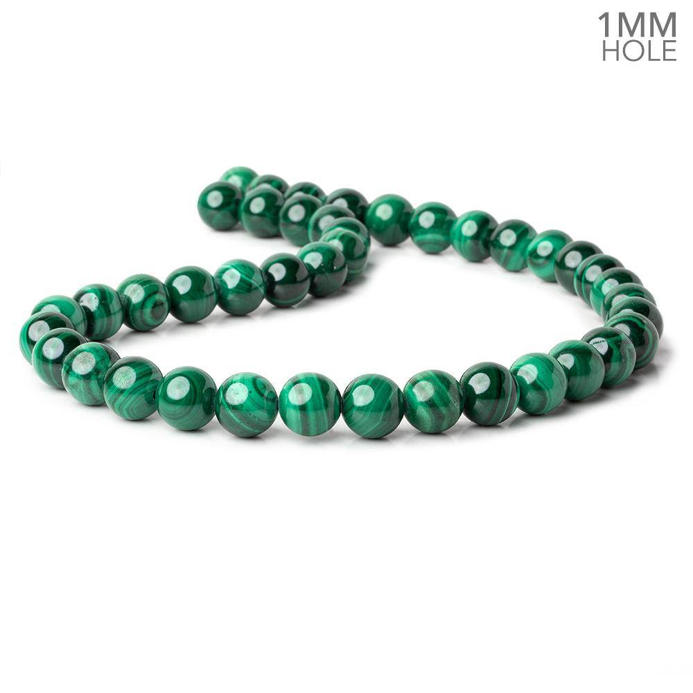 10mm Malachite plain round large hole beads 16 inch 41 pieces A
