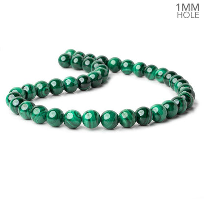 10mm Malachite plain round large hole beads 16 inch 41 pieces A