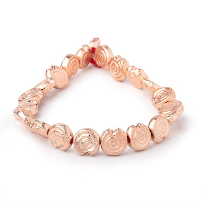 10mm Rose Gold plated Copper Spiral Beads 8 inch 21 pieces