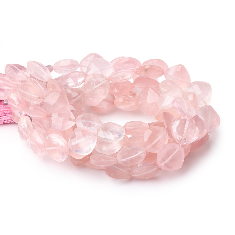 10mm Rose Quartz Faceted Pillow Beads 7.5 inch 17 pieces