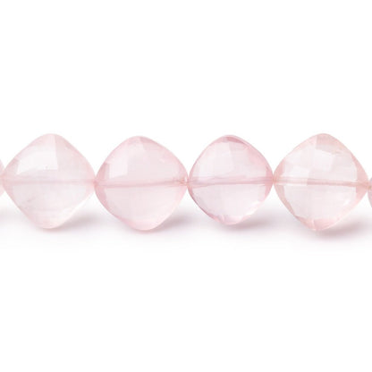 10mm Rose Quartz Faceted Pillow Beads 7.5 inch 17 pieces