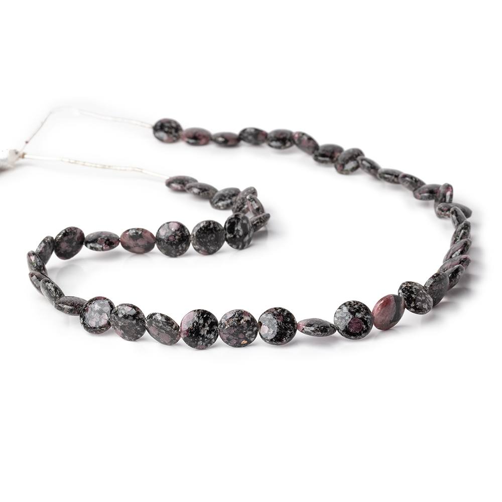 10mm Ruby Red Spinel in Biotite Plain Coin Beads 18 inch 47 pieces