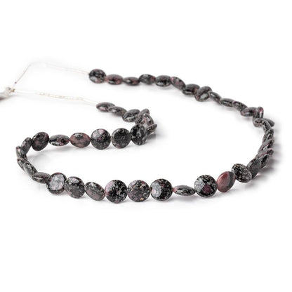 10mm Ruby Red Spinel in Biotite Plain Coin Beads 18 inch 47 pieces