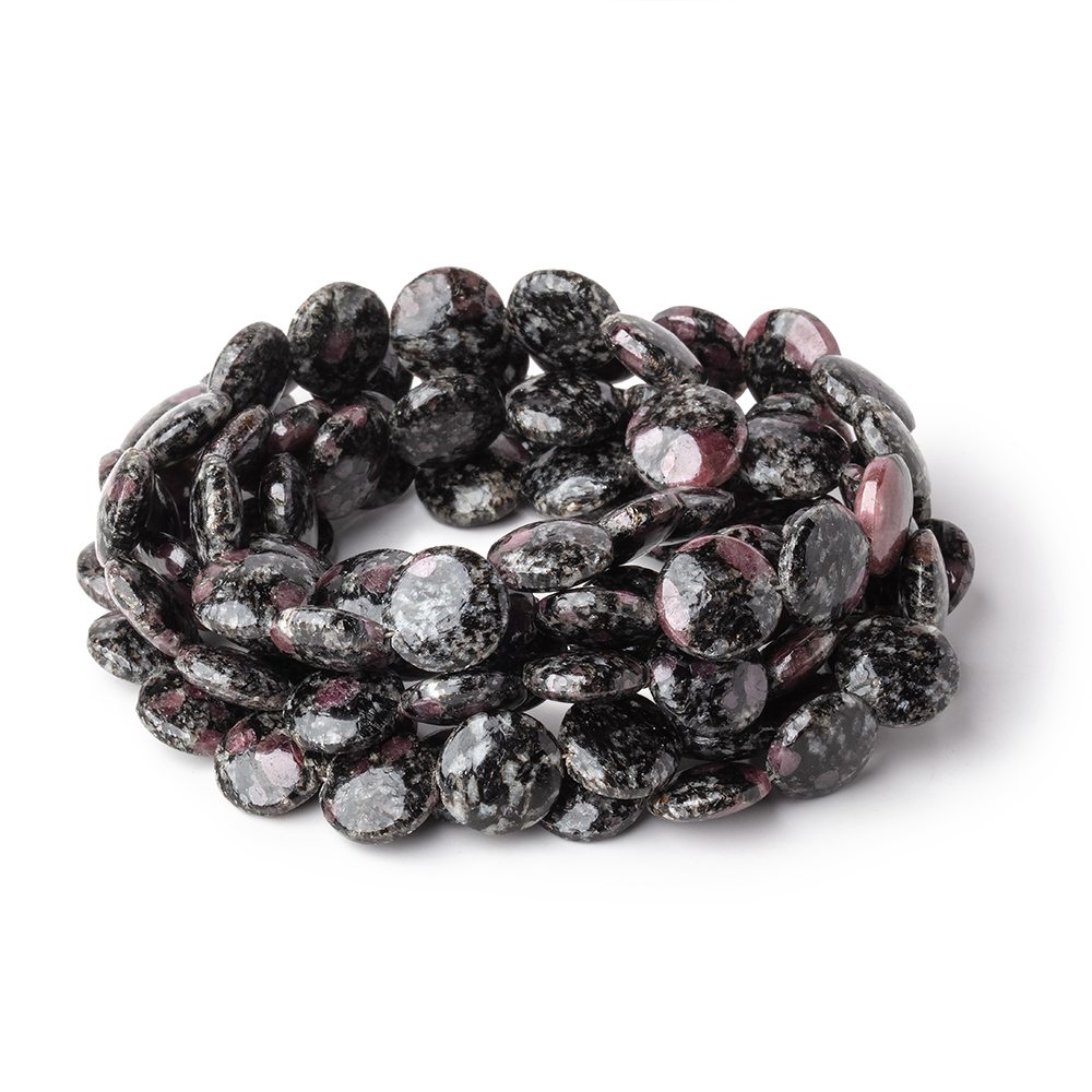 10mm Ruby Red Spinel in Biotite Plain Coin Beads 18 inch 47 pieces