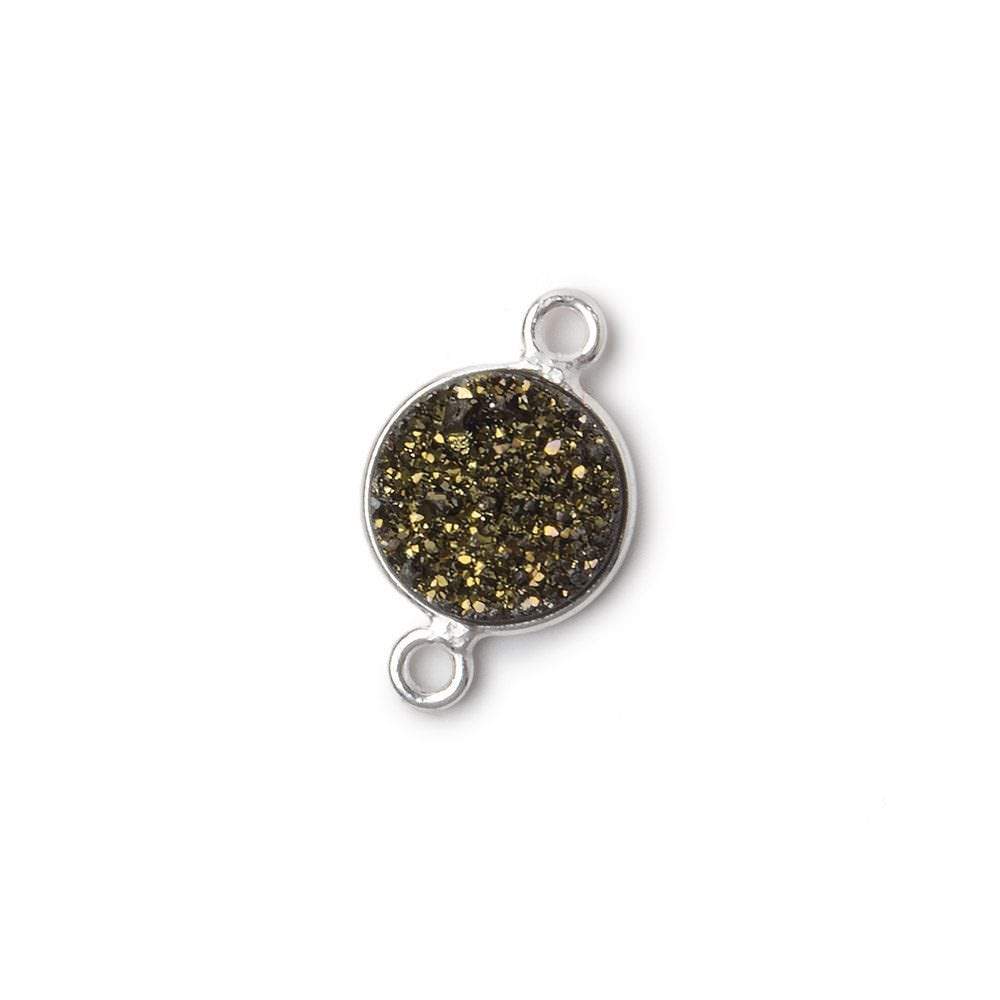 10mm Silver .925 Bezel Metallic Bronze Drusy Coin Connector 1 piece