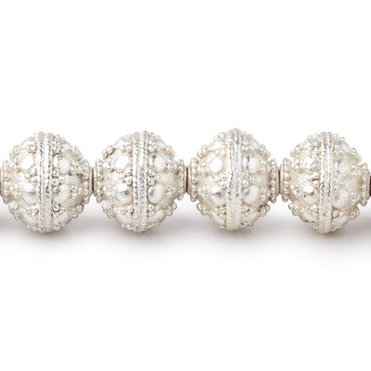 10mm Sterling Silver plated Copper Bali Dot Round Bead 8 inch 21 pieces