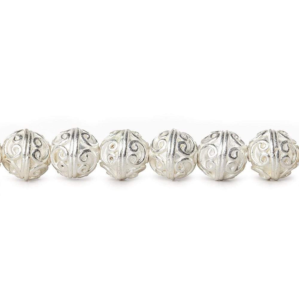 10mm Sterling Silver Plated Copper Simple Swirl Round 8 inch 21 Beads