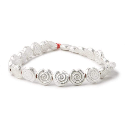 10mm Sterling Silver plated Copper Spiral Beads 8 inch  21 pieces