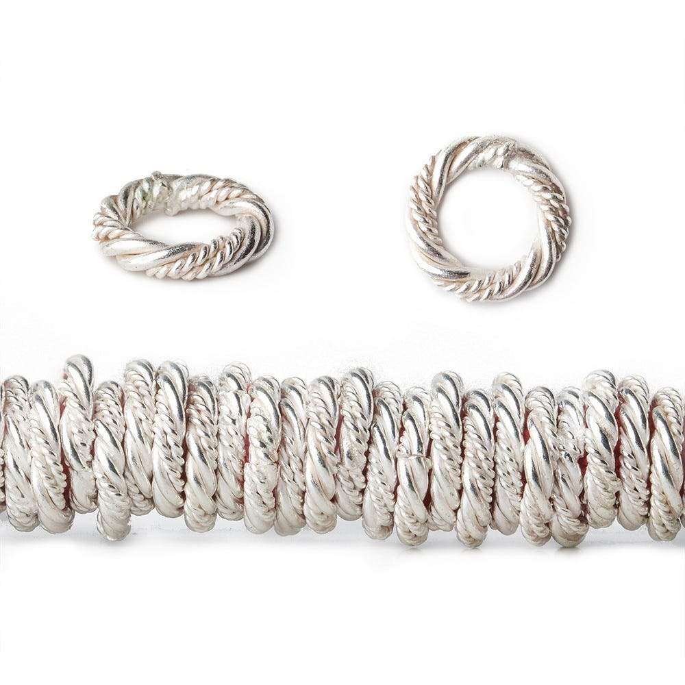 10mm Sterling Silver Plated Copper Twist and Plain Jumpring 8 inch 96 beads