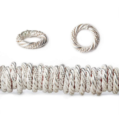 10mm Sterling Silver Plated Copper Twist and Plain Jumpring 8 inch 96 beads