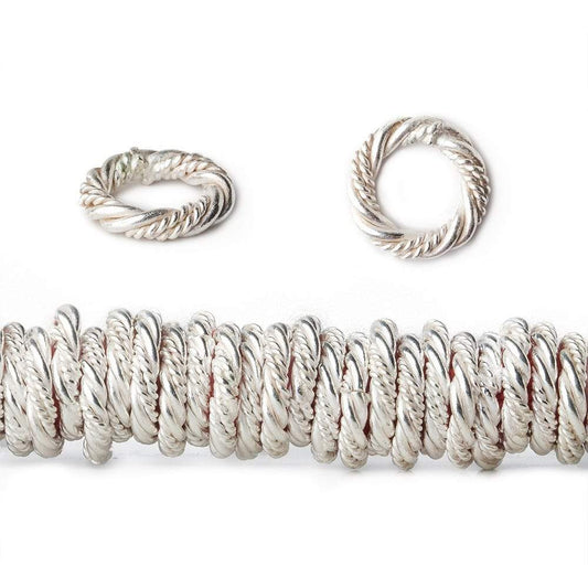 10mm Sterling Silver Plated Copper Twist and Plain Jumpring 8 inch 96 beads