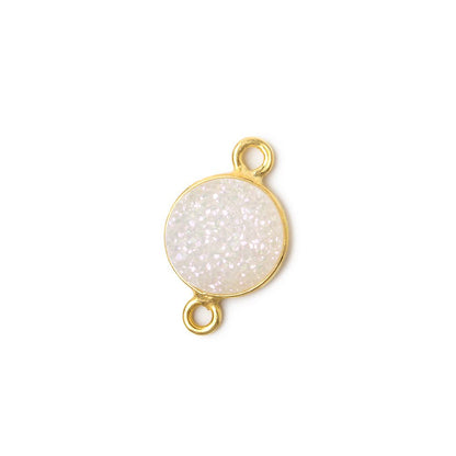 10mm Vermeil Bezel Mystic Pearl White Drusy Coin Connector 1 piece