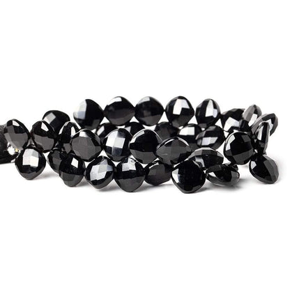 10x10-11x11mm Black Onyx corner drilled faceted pillow beads 8 inch 39 pieces AAA