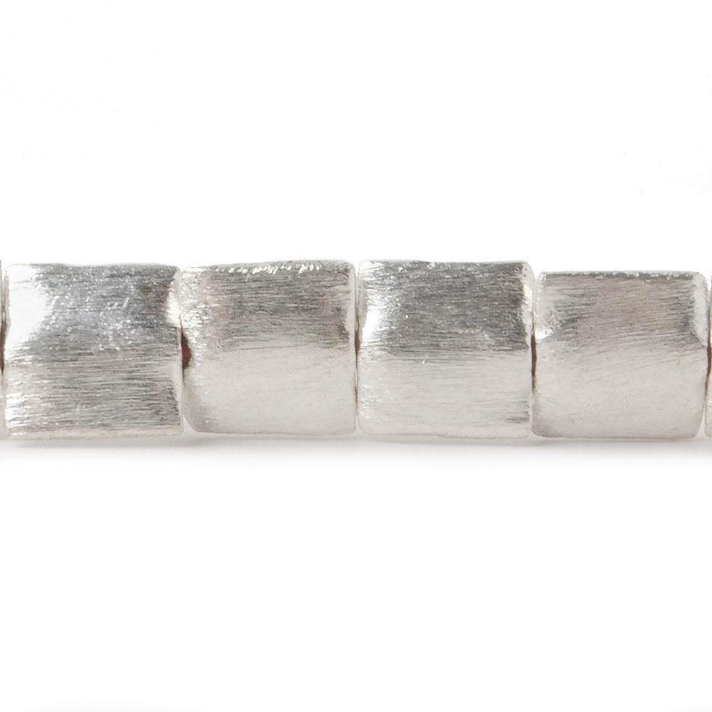 10mm Silver Plated Brushed Square Beads 8 inch 20 pieces