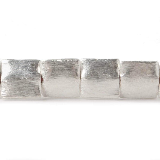 10mm Silver Plated Brushed Square Beads 8 inch 20 pieces