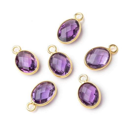 10x8mm Vermeil Bezel Amethyst Faceted Oval Pendant 1 piece