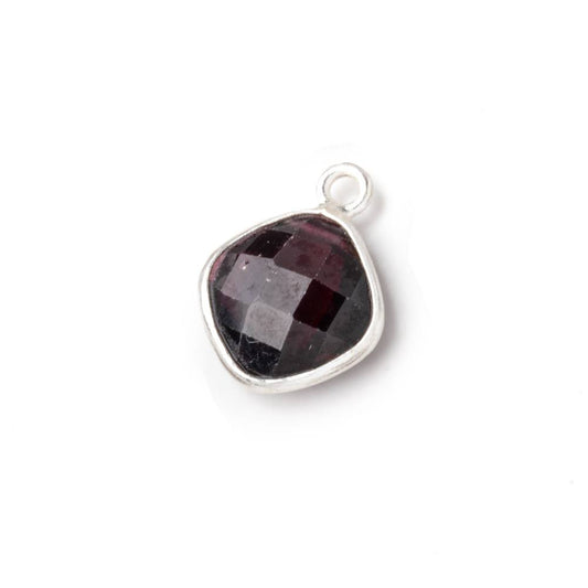 11mm .925 Silver Bezel Garnet Faceted Pillow Pendant 1 piece