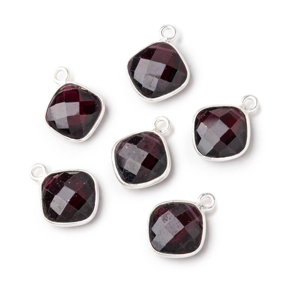 11mm .925 Silver Bezel Garnet Faceted Pillow Pendant 1 piece