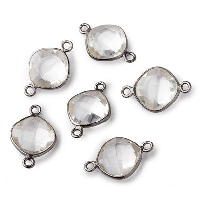 11mm Black Gold Crystal Quartz Faceted Pillow Connector 1 piece