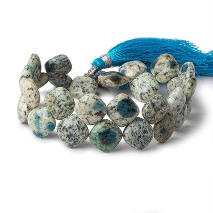 11x11mm K2 Azurite Granite "K2 Jasper" plain pillow beads 8 inch 30 beads