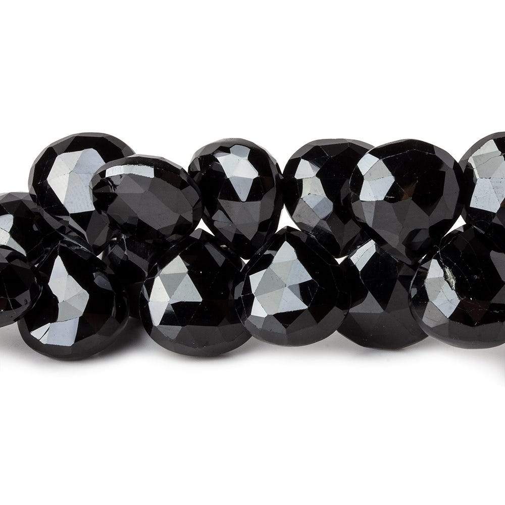 10-11mm Black Spinel Faceted Hearts 7.5 inch 38 beads