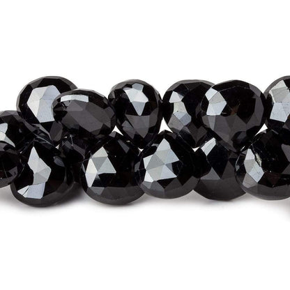 10-11mm Black Spinel Faceted Hearts 7.5 inch 38 beads