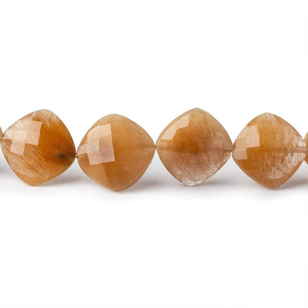 12-15mm Caramel Rutilated Quartz Faceted Pillow Beads 17 inch 31 pcs